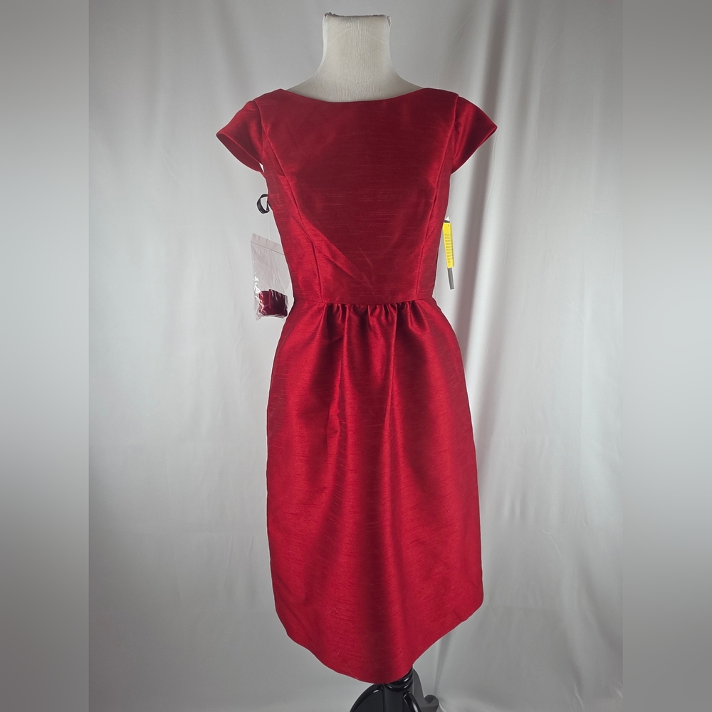 ALFRED SUNG Rich Red Midi Dress